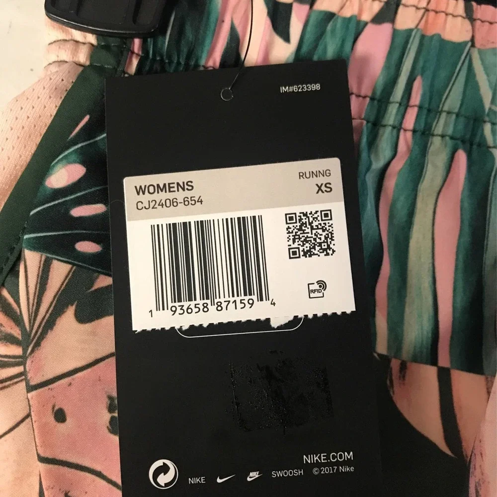 Nike Women's XS Dri-FIT Tempo Running Shorts, Pink Green White - Picture 5 of 5